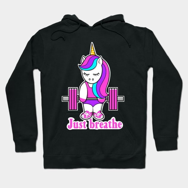 unicorn fitness, barbell unicorn, gym girl, fitness girl Hoodie by TimAddisonArt